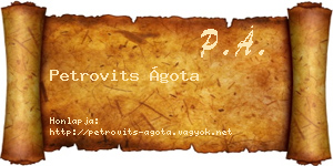 Petrovits Ágota névjegykártya